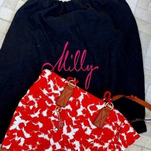 Milly Red & White Splatter, Canvas & Leather Saddle Tote Shoulder Bag